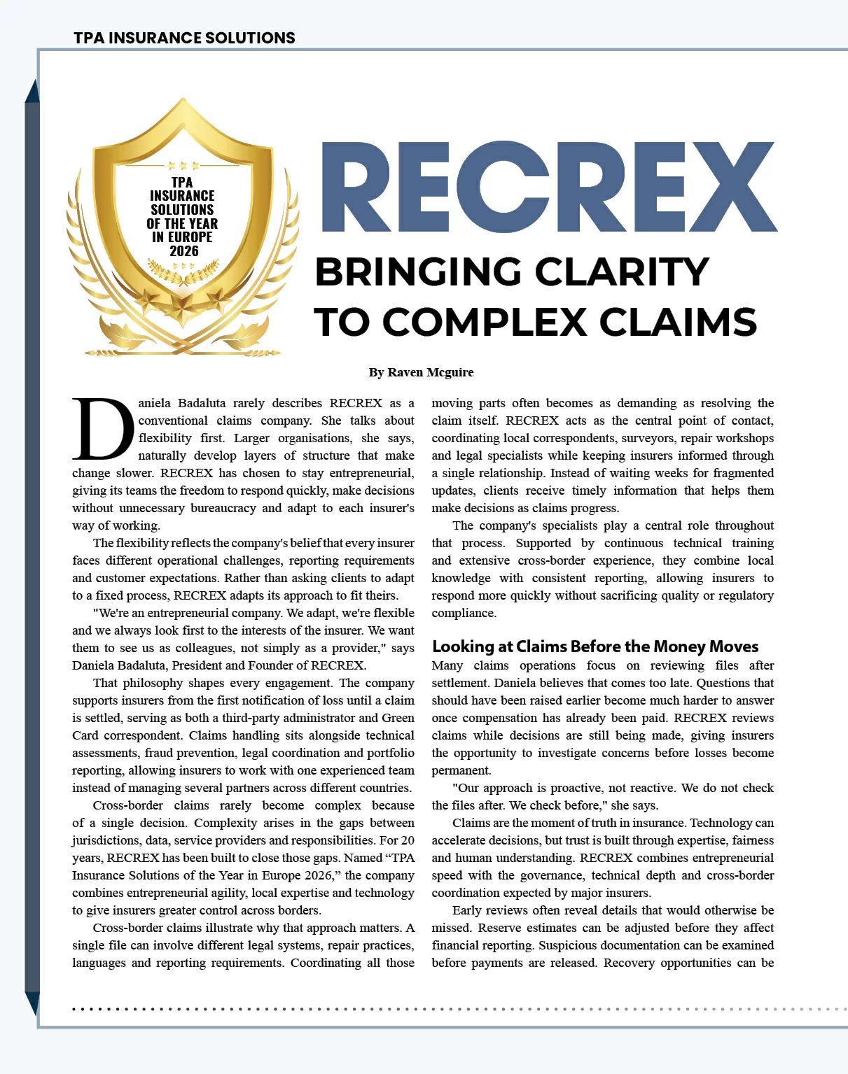  Claim Management Europe | Insurance Business Review
